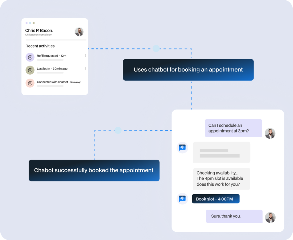 Patient Engagement Experience 10 Healthcare chatbot assisting patient with appointment scheduling through automated conversation interface.