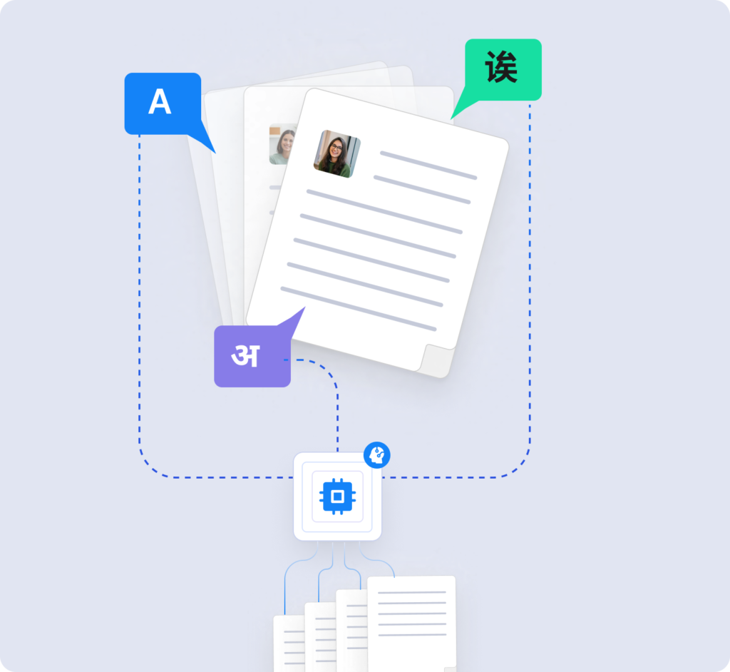 Claims Processing and Automation 16 AI-powered document translation interface converting healthcare records across multiple languages for literature search.
