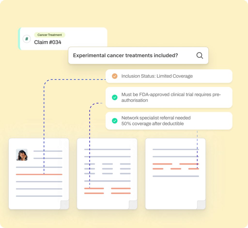 Claims Processing and Automation 17 AI-based tool searching circulars and policy documents for quick access to regulatory or insurance information.