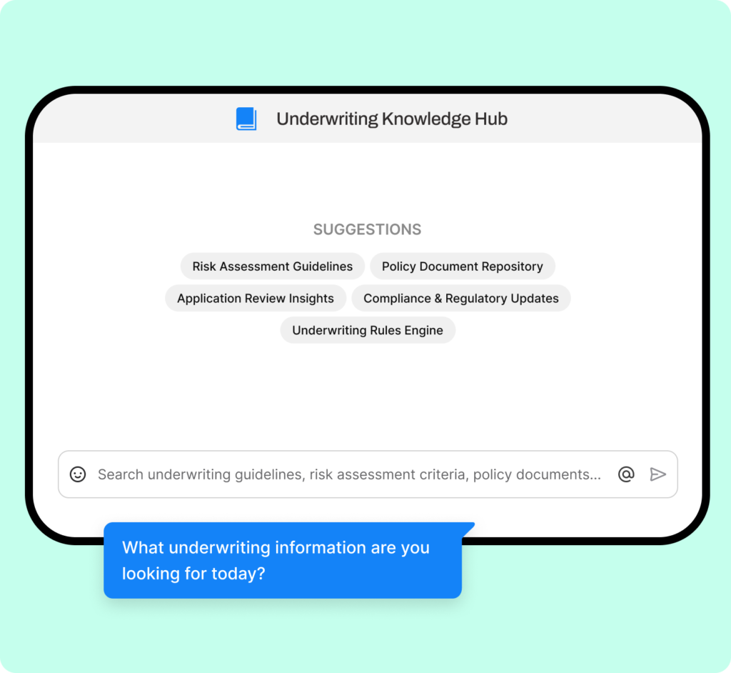 Underwriting Support & Decision Intelligence for Healthcare Payers 8 Healthcare underwriters accessing real-time insights and decision support tools for accurate policy evaluation.